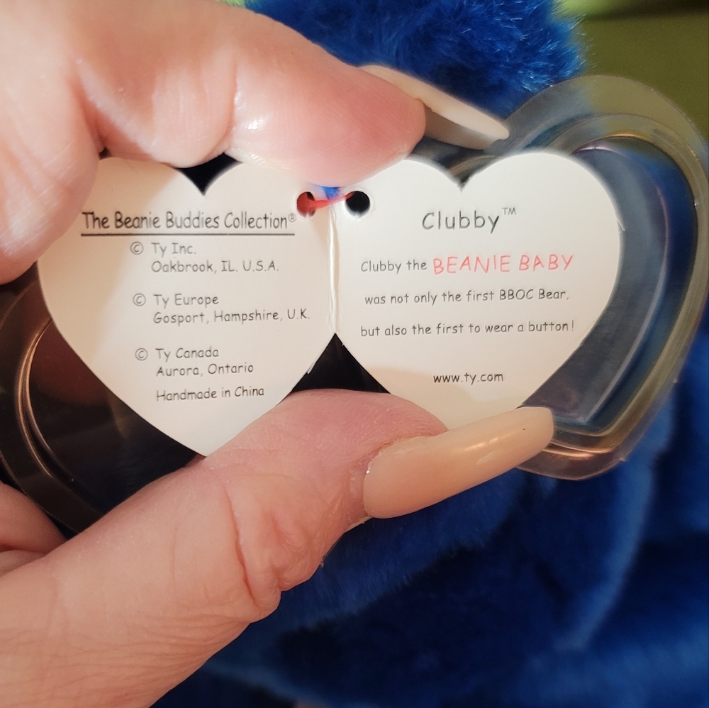 TY BEANIE BABY *ULTRA RARE *Vtg Collectible CLUBBY BLUE BEAR 1998 13" NWT - Picture 5 of 11